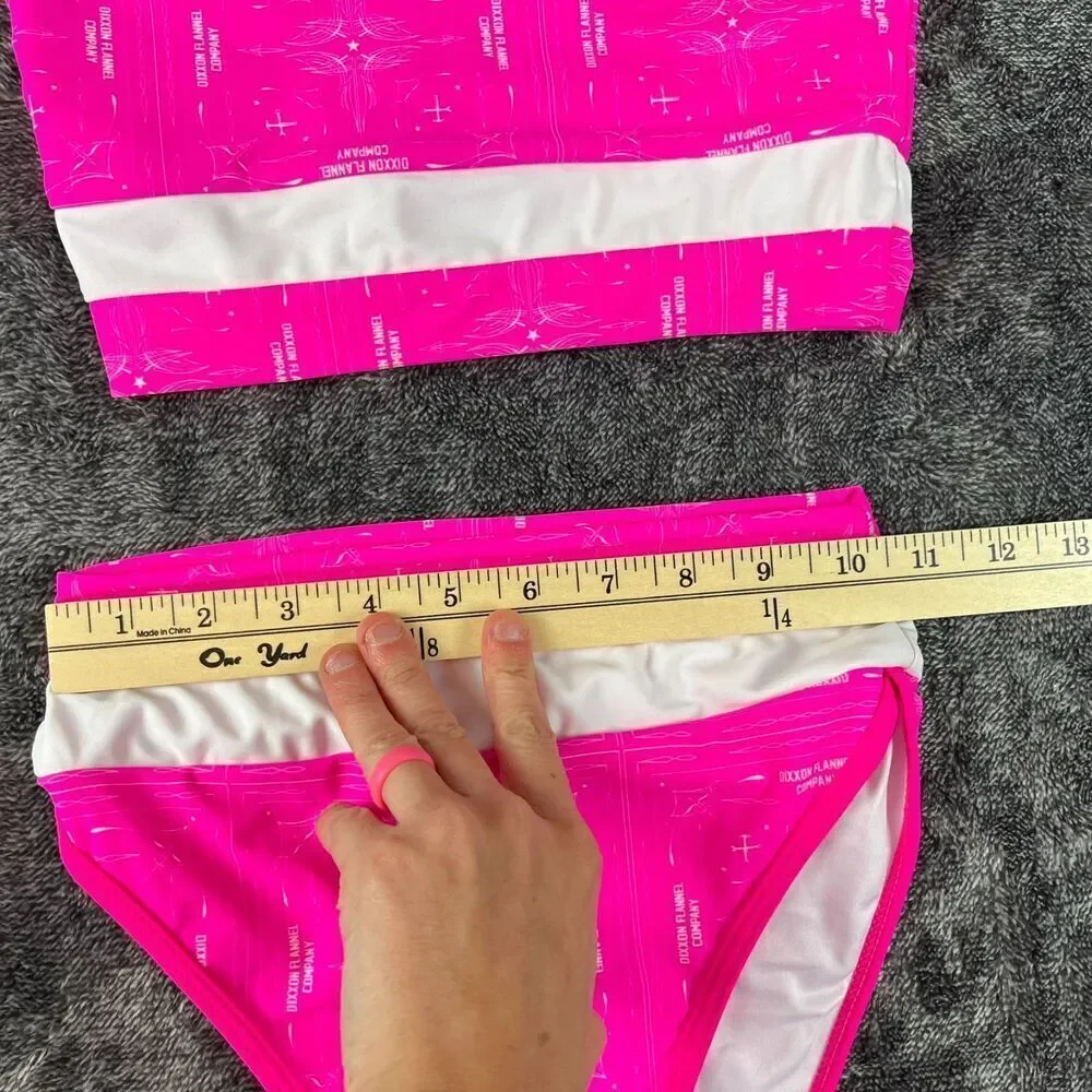 Dixxon Flannel Co Bikini Two Piece Swimsuit Hot Pink White Women's S NWOT